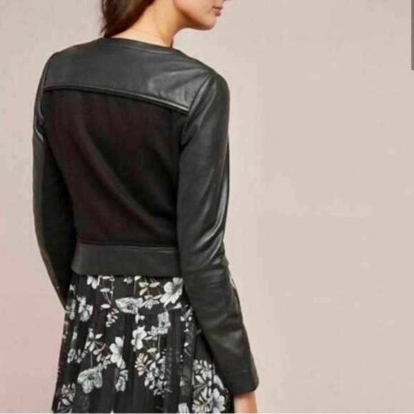 Ett:twa Fosters Leather moto Jacket Anthropologie women’s Size XS black like New - Picture 3 of 16